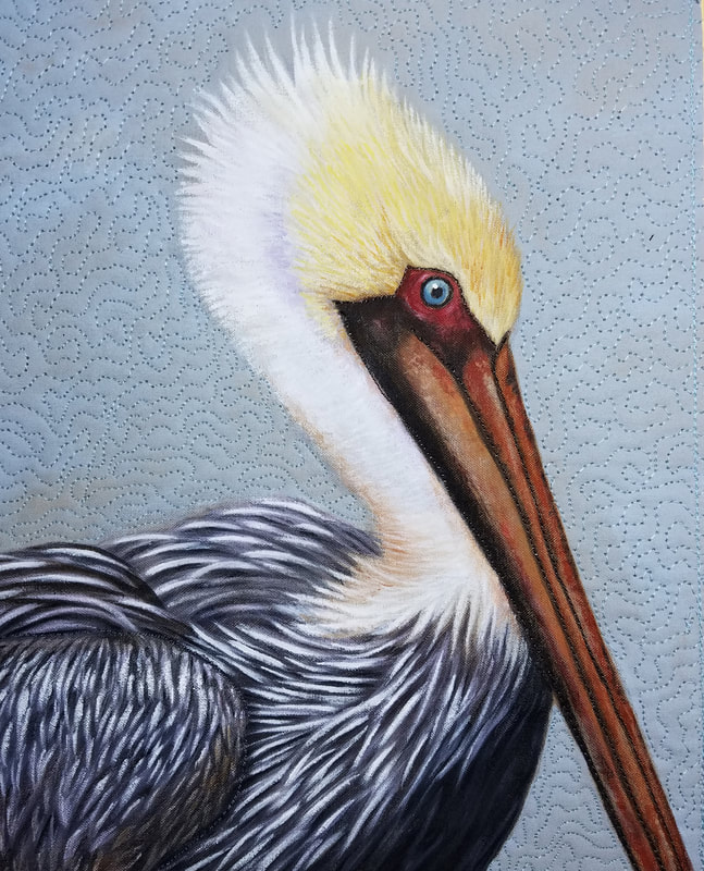 Pelican, pelicans, quilt, art quilt, art