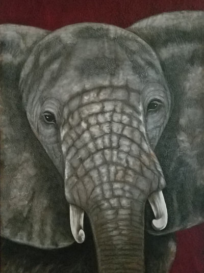 Elephant, Endangered Species, Tusks, African Animal, Nature, Nature Art, Art, Artwork, Quilt, Quilting, Fiber Art, Acrylic Painting, Ivory