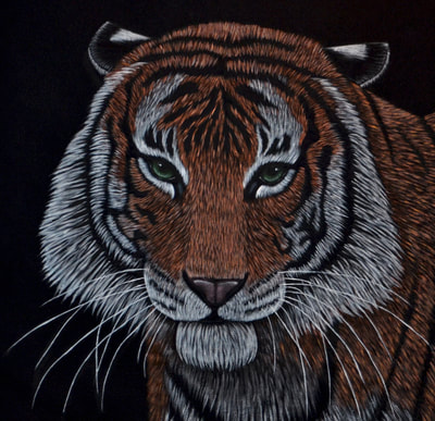 Tiger, Big Cat, Quilt, Quilts, Art, Fiber Art, Acrylic Painting