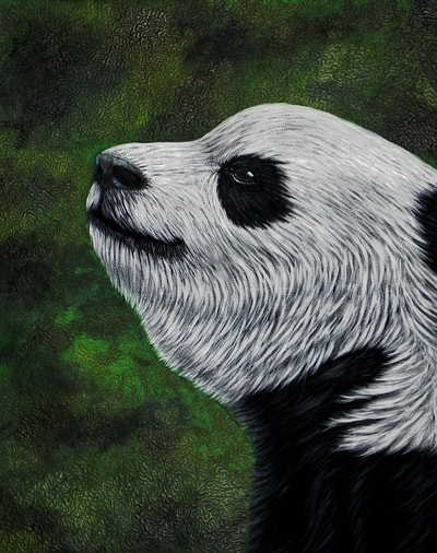 Panda, Black and White, Quilt, Quilting, Art, Fiber Art, Acrylic Painting